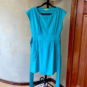 Gianni Bibi size 6 tie-back turquoise dress.